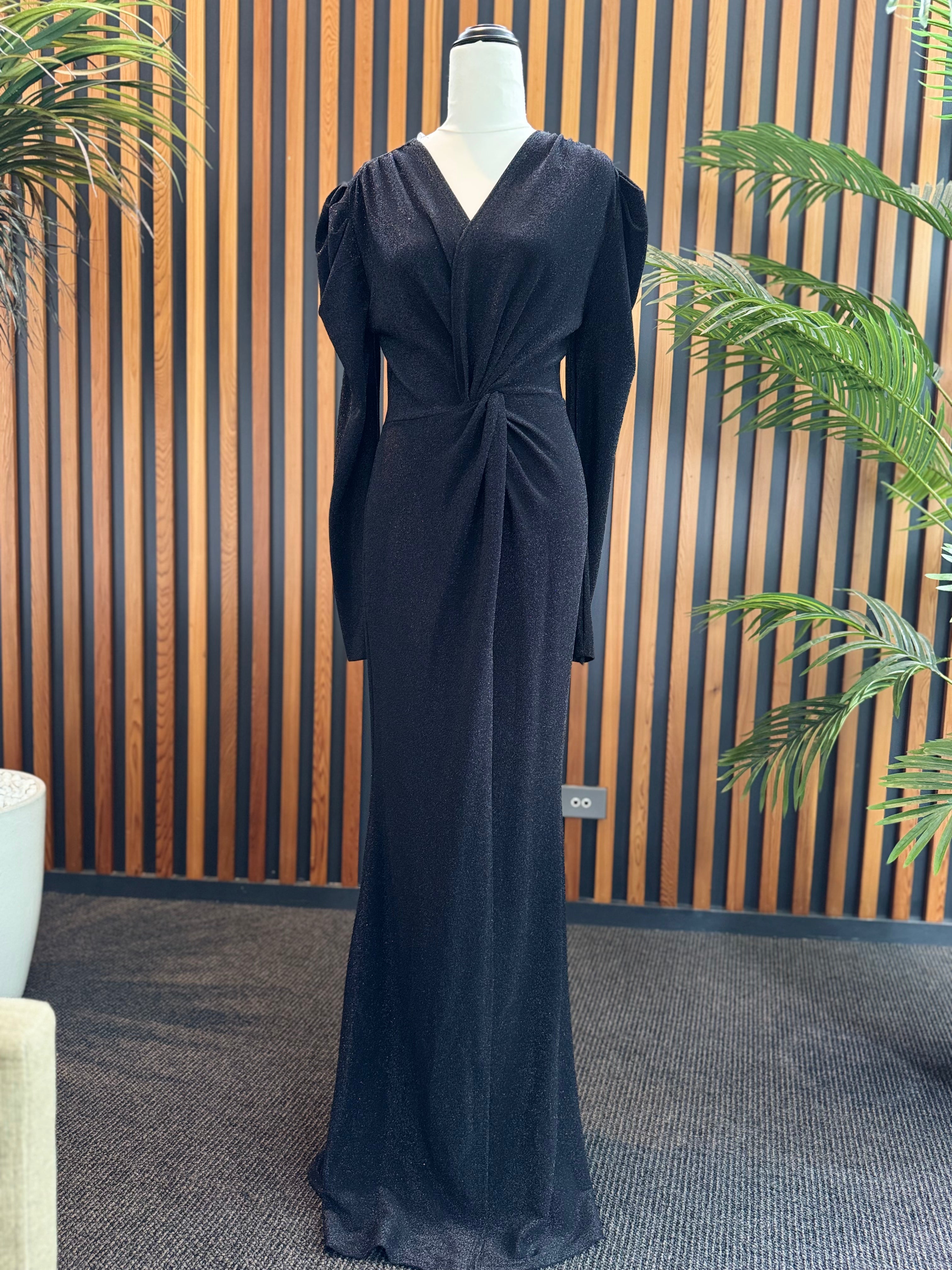 Elegant midnight long sleeve maxi dress